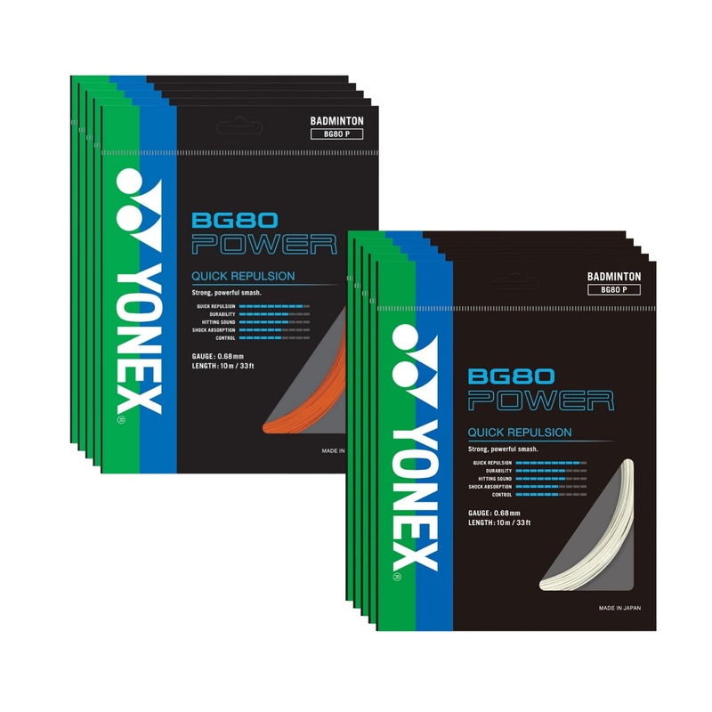 Yonex BG80 Power Badminton Strings, 0.68mm  Assorted Colors (Pack of 50) | Enhanced Power & Control for Precision Shots